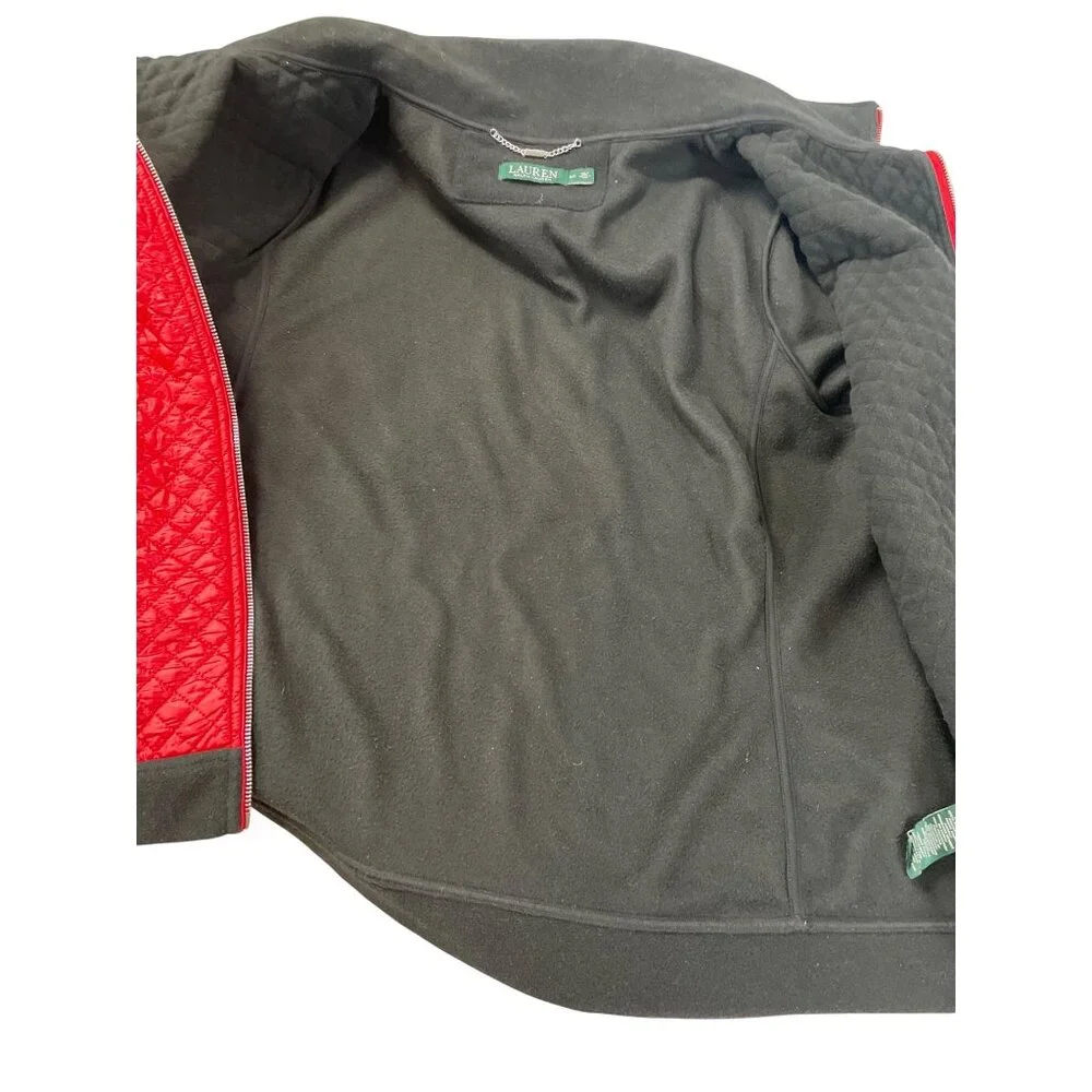 Lauren Ralph Lauren Womens Black Red Diamond Quilted Zip Fleece Jacket Sz 3X SKU - Picture 15 of 16